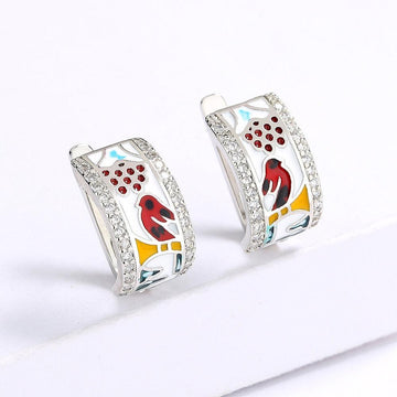 Fashion Creative Magpie Shape Fashion Color Handmade Enamel Earrings - The Jewellery Supermarket